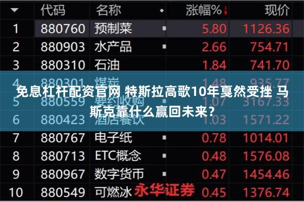 免息杠杆配资官网 特斯拉高歌10年戛然受挫 马斯克靠什么赢回未来？