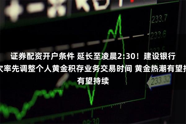 证券配资开户条件 延长至凌晨2:30！建设银行再次率先调整个人黄金积存业务交易时间 黄金热潮有望持续